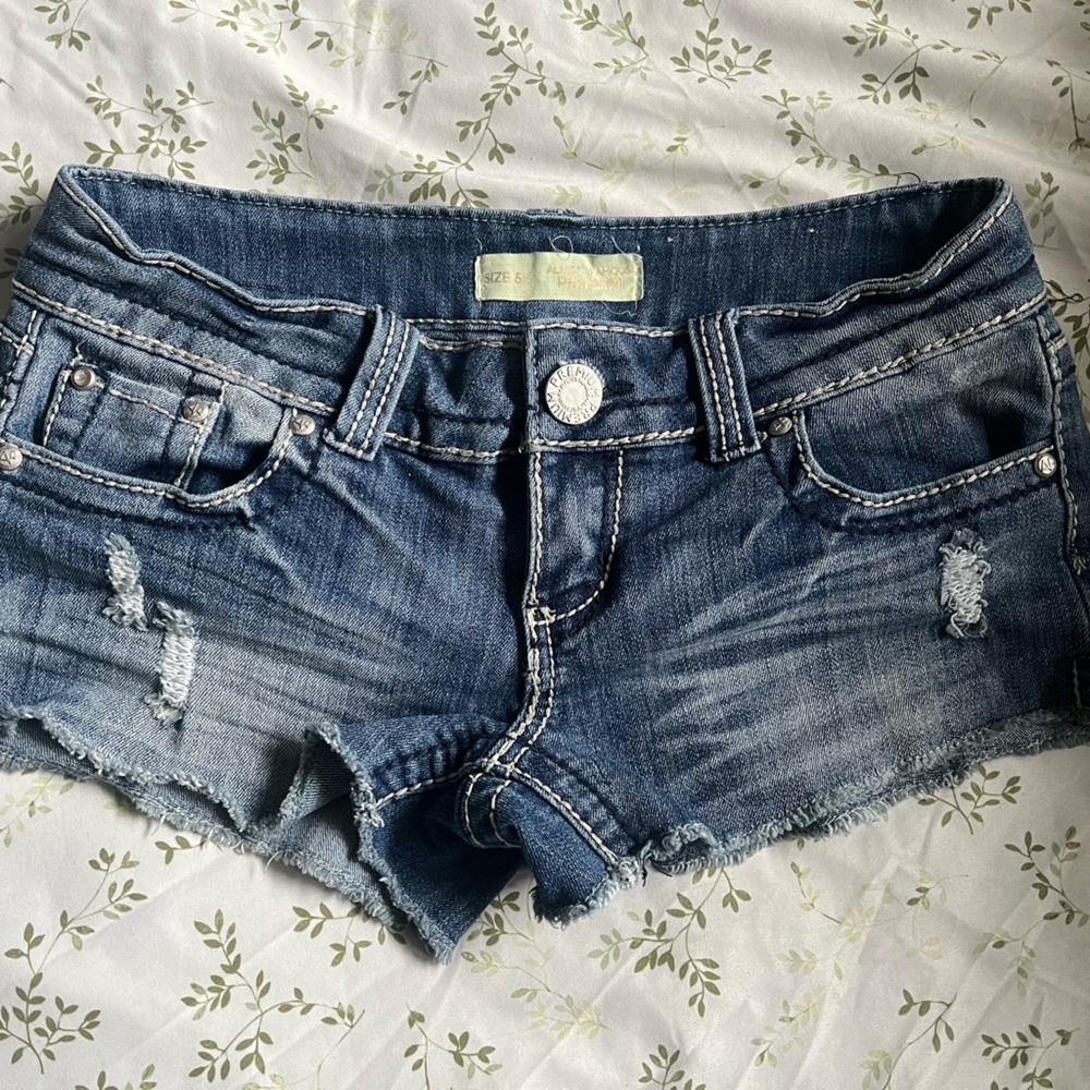 Distressed Blue Jean Shorts